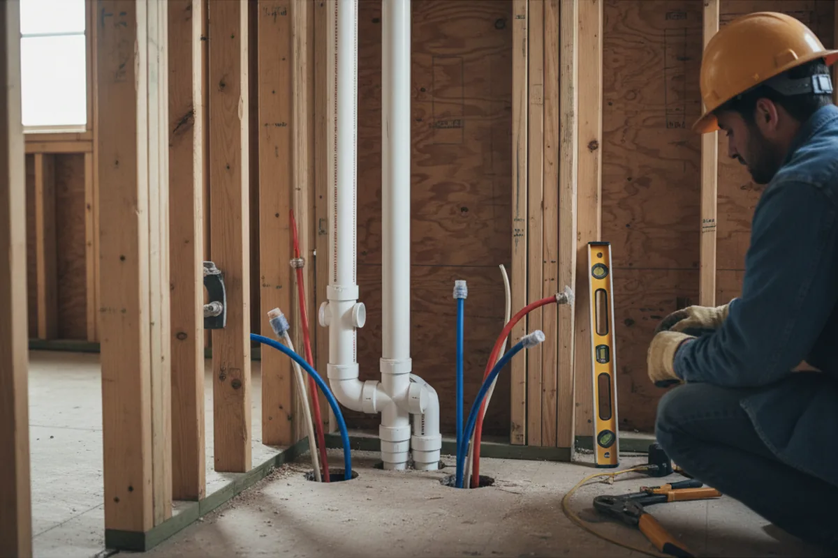 Drain and supply rough-in during Drain Cleaning in Somerset